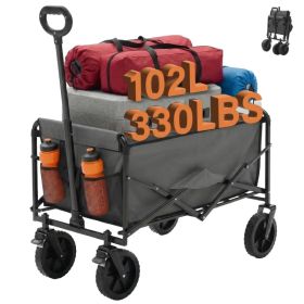 Foldable Trolley, With Wheels, Foldable, Large Capacity, 330 Pounds, Multi-functional Trolley, Heavy-duty Design, With Elastic Handles (Option: Grey7in)