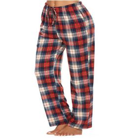 Women's Stretch Plaid Casual Pants With Pockets (Option: Dark Red-S)