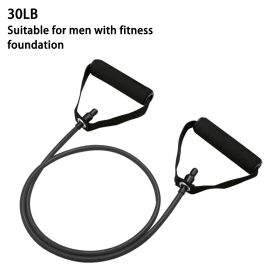 1pc 5 Levels Resistance Bands (suitable Beginner) With Handles Yoga Pull Rope Elastic Fitness Exercise Tube Band For Home Workouts Strength Train (Color: Black-30LB)