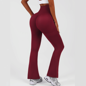 Womens Flared Yoga Pants, High Waisted Flare Leggings Bottom Bootcut Yoga Pants (Color: Wine Red, size: M)