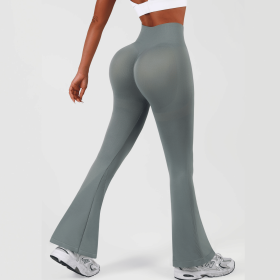 Womens Flared Yoga Pants, High Waisted Flare Leggings Bottom Bootcut Yoga Pants (Color: GRAY, size: L)