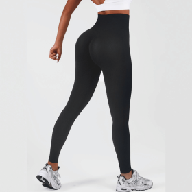 Women High Waisted Leggings, Tummy Control Pants, Full Length Soft Stretchy Yoga Pants (Color: BLACK, size: S)