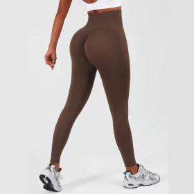 Women High Waisted Leggings, Tummy Control Pants, Full Length Soft Stretchy Yoga Pants (Color: Coffee, size: L)