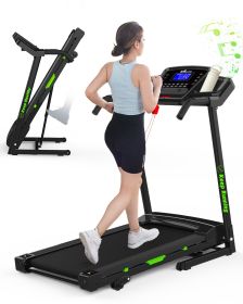 FYC Folding Treadmill for Home Office Use Walking Jogging Running Machine Incline Treadmill 330LBS Weight Capacity Foldable Compact Treadmill wit (Color: Green)