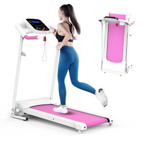 FYC Folding Treadmill for Small Apartment;  Electric Motorized Running Machine for Gym Home;  Fitness Workout Jogging Walking Easily Install;  Sp (Color: Pink)