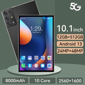 2023 New 5G Tablet PC, S30pro, 10.1 inch, 512GB large flash memory, Android Tablets, Dual Cards,  8000mAh Laptops, wifi GPS (Color: BLACK, ROM: 512GB)