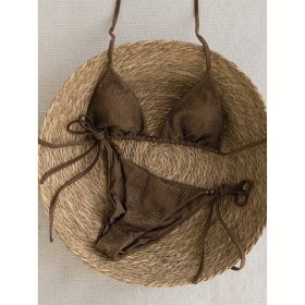 Women's Solid Color Sexy Bikini Set (Option: Brown-S)